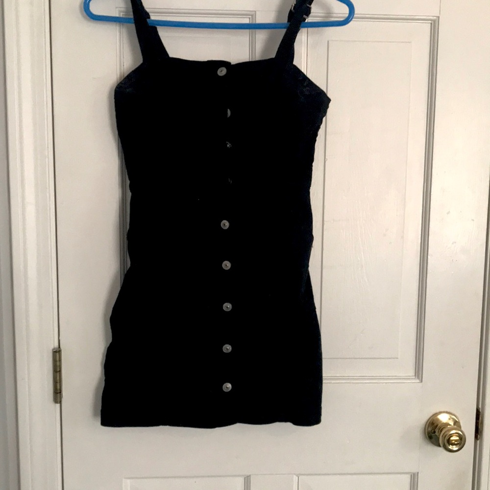 denim dress button up black